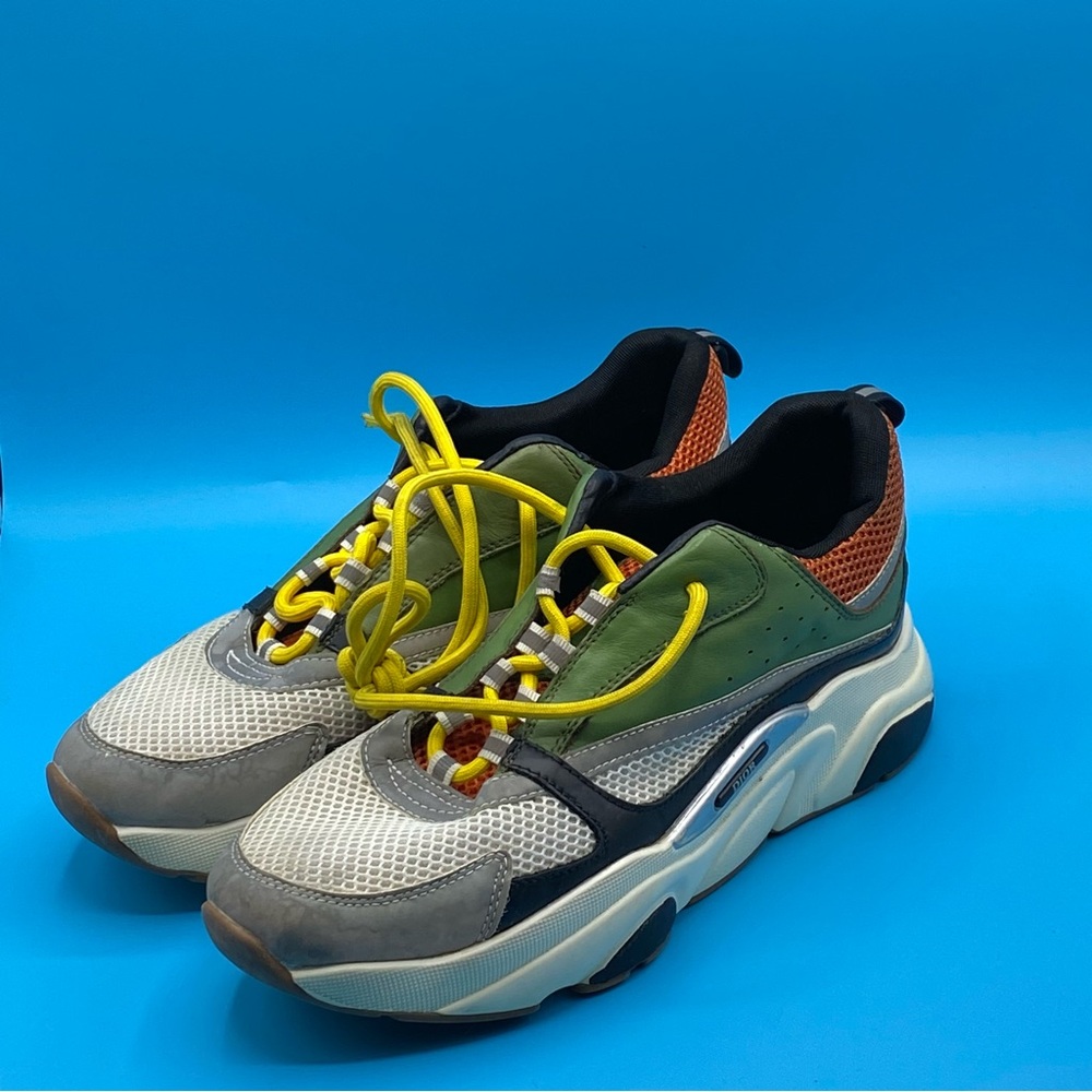 Dior Green and Gray Sneakers‎ with Yellow Accents
